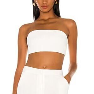 Superdown Remy Exposed Back Zip Strapless Bandeau Top White Large NEW